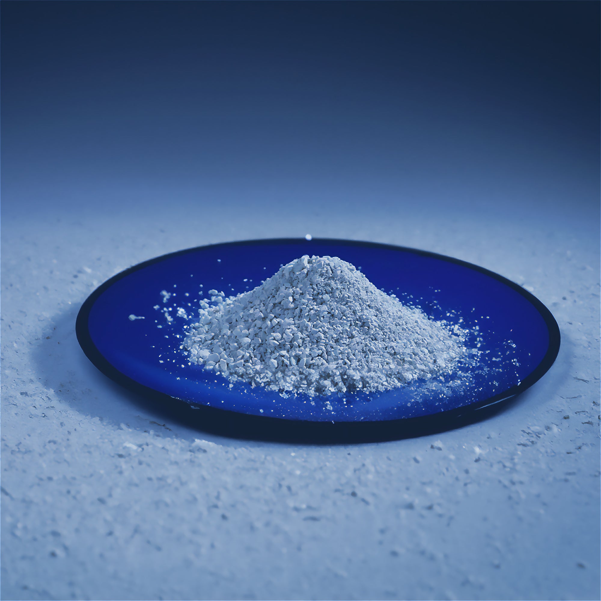 Zeolite on a little saucer plate piled up