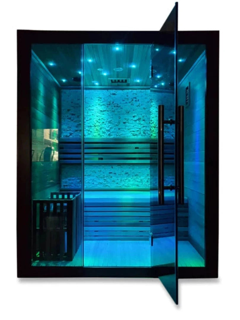 Canadian Red Cedar Wet Dry Traditional Indoor Swedish Steam Sauna SPA  6KW Harvia Heater for 2 Persons