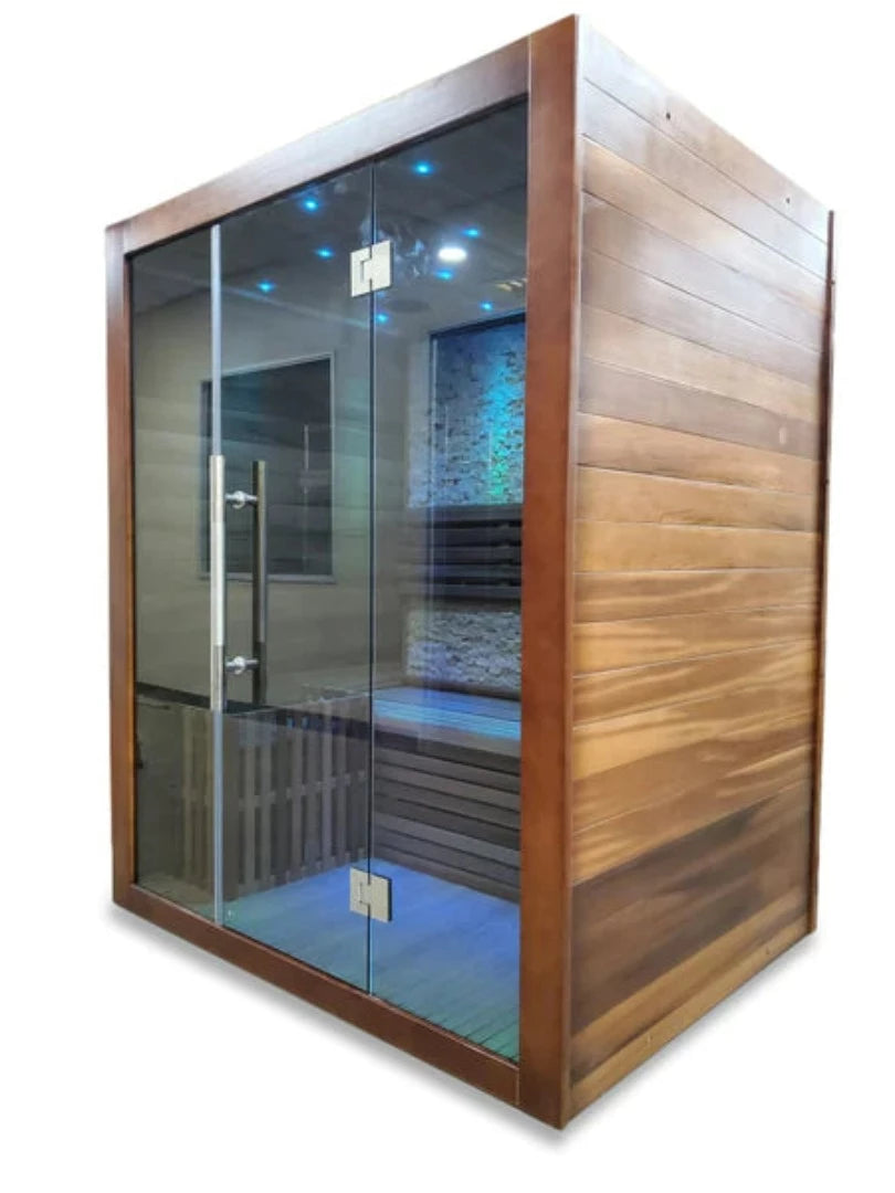 Canadian Red Cedar Wet Dry Traditional Indoor Swedish Steam Sauna SPA  6KW Harvia Heater for 2 Persons