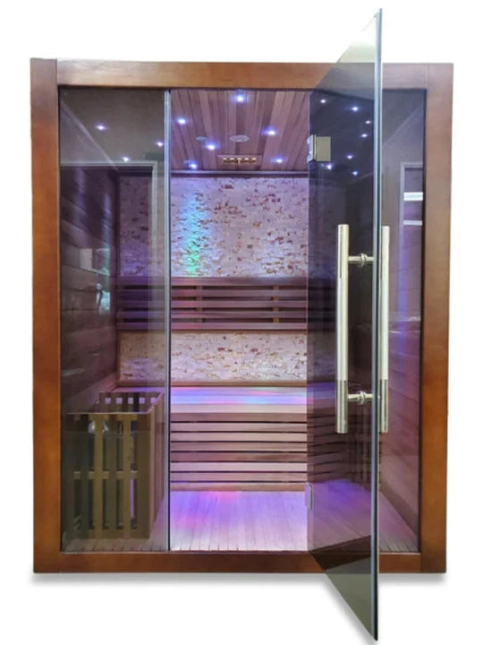 Canadian Red Cedar Wet Dry Traditional Indoor Swedish Steam Sauna SPA 6KW Harvia Heater for 2 Persons