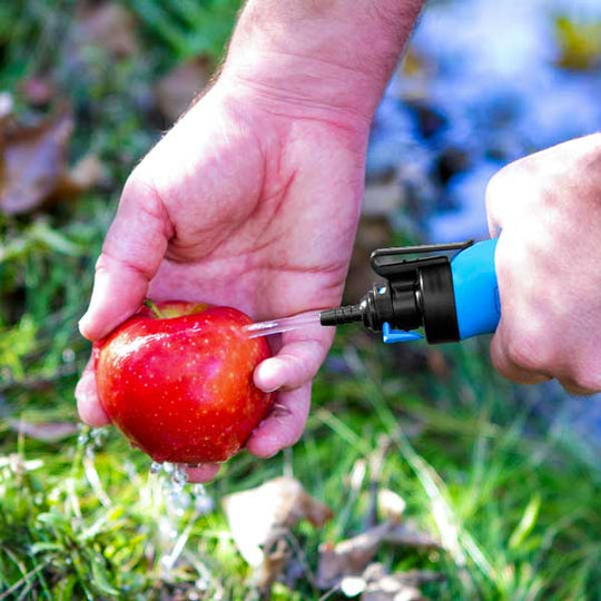 Sagan Life XStream Water Filter with handpump easily cleaning fruits