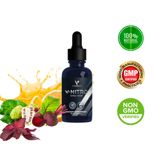 VITALHEALTH Nitro ( Nitric Oxide) 100% Natural, Good Manufacturing Practice Cetified, Non GMO Dietary Supplement 50 ml