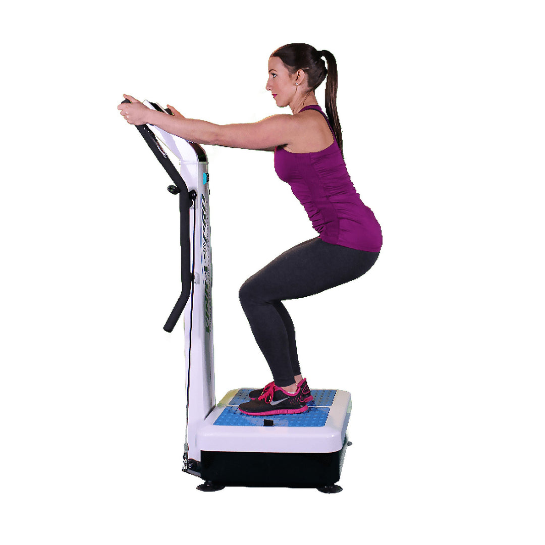 A lady exercising on the Vibra Pro X8 Vibration Machine