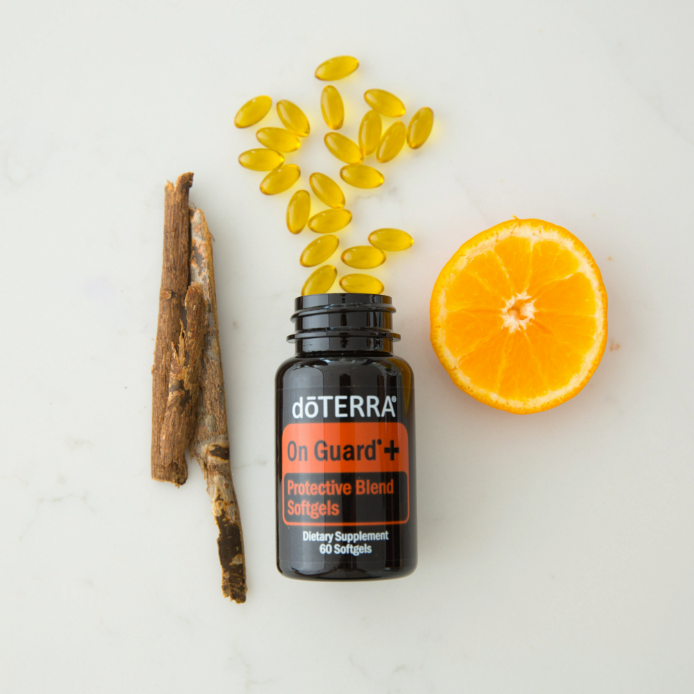 doTERRA On Guard+ Protective Blend Sofgels Dietary Supplements 60 Softgels with background