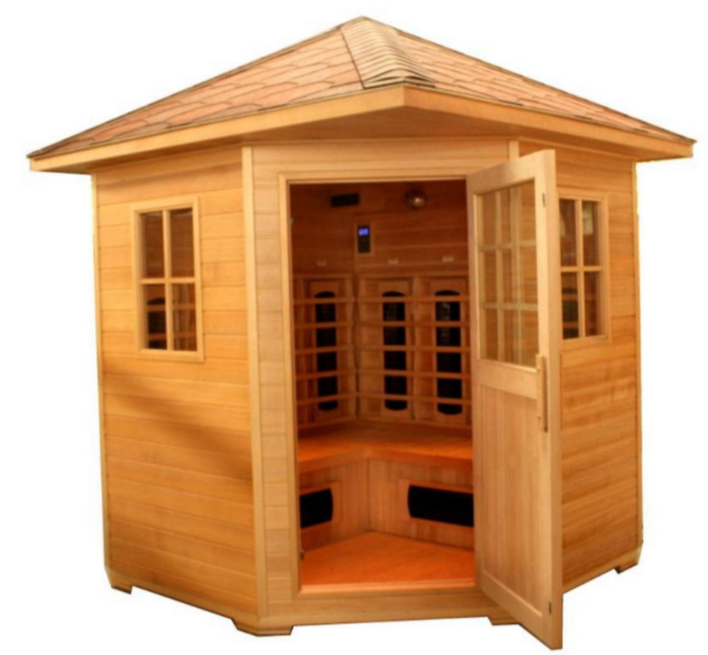 New Canadian Hemlock Wood Far Infrared Sauna for 4 Persons- Front view open door