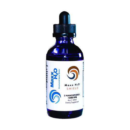 Maxx H2O Shield - Nano Copper Gold and Silver Delivered with Hydrazorb Structured Water (4 Fl Oz)