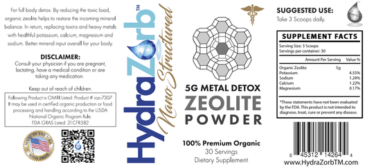Hyrazorb Zeolite powder full label