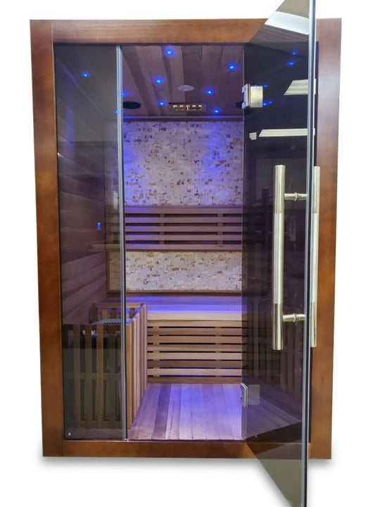 Canadian Red Cedar Wood Indoor Traditional Steam Sauna Spa. For 1- 2 Persons Harvia 6KW Heater.
