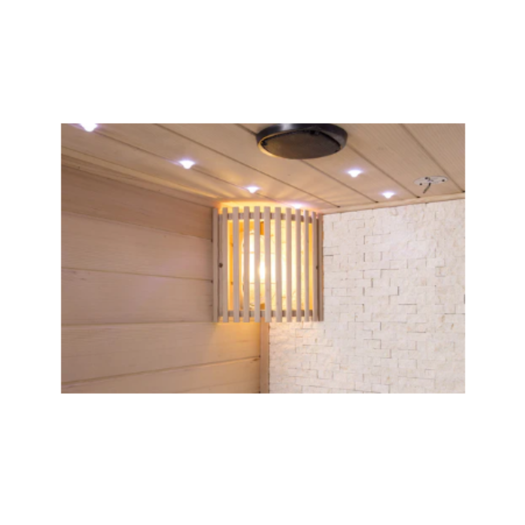 Canadian Hemlock Glass Front Indoor Swedish Wet & Dry Traditional Steam Sauna – 4.5KW Heater Upgrade for 2 Persons