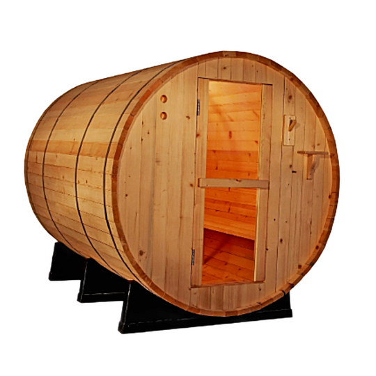 Canadian Pine Wood Barrel Sauna 8 Ft– Wet & Dry Traditional Swedish Steam Spa | Harvia 9KW Electric Heater Upgrade | Heats Up to 200°F