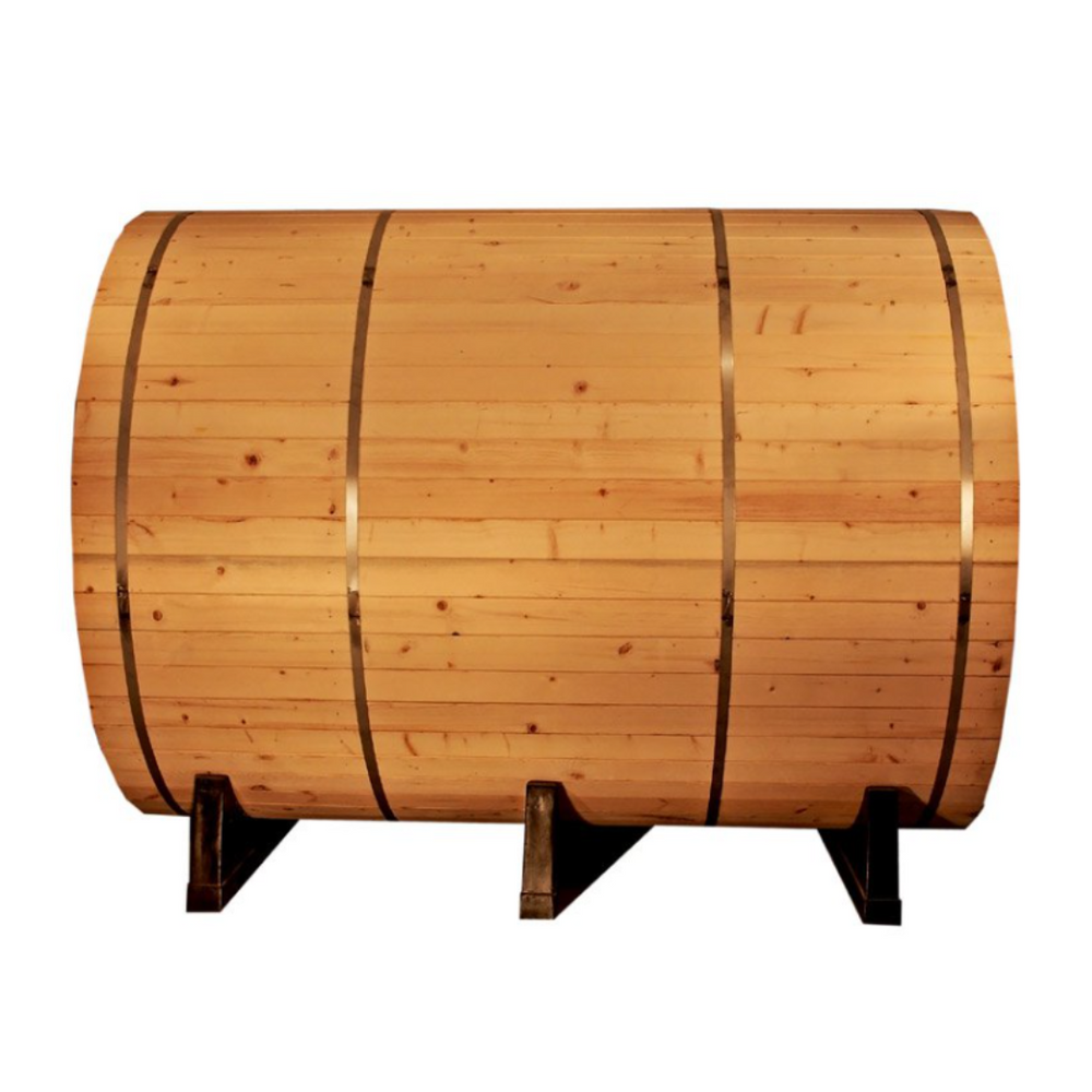 Canadian Pine Wood 8-Foot Outdoor Barrel Sauna | 6–8 Person Wet & Dry Spa with Wood-Burning Heater