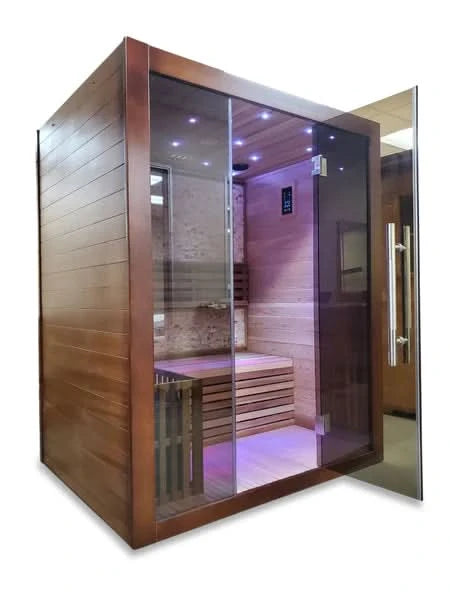 Canadian Red Cedar Wet Dry Traditional Indoor Swedish Steam Sauna SPA  6KW Harvia Heater for 2 Persons