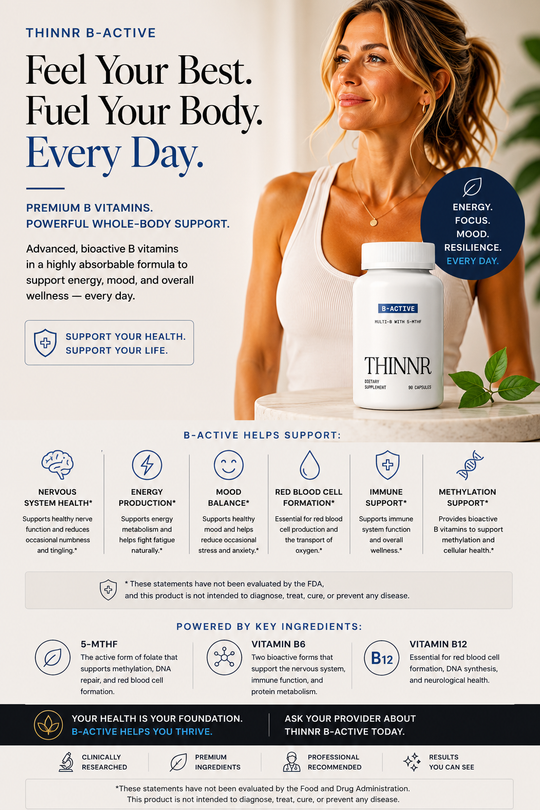 Premium B Vitamins. Powerful Whole Body Support. Advanced bioactive B vitamins in a highly absorbable formula to support energy, mood, and overall wellness.