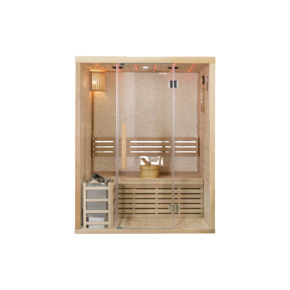 Canadian Hemlock Glass Front Indoor Swedish Wet Dry Traditional Steam Sauna SPA 4.5KW