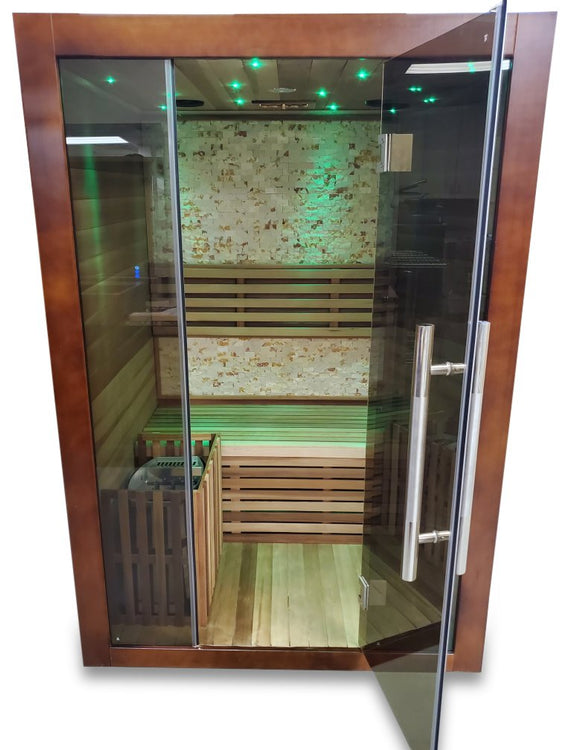 Canadian Red Cedar Wood Indoor Traditional Wet / Dry Swedish Steam Sauna SPA Harvia 6KW Heater Upgrade for 1 - 2 Persons