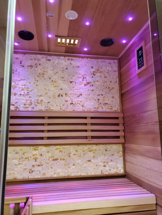 Canadian Red Cedar Wood Indoor Traditional Wet / Dry Swedish Steam Sauna SPA Harvia 6KW Heater Upgrade for 1 - 2 Persons