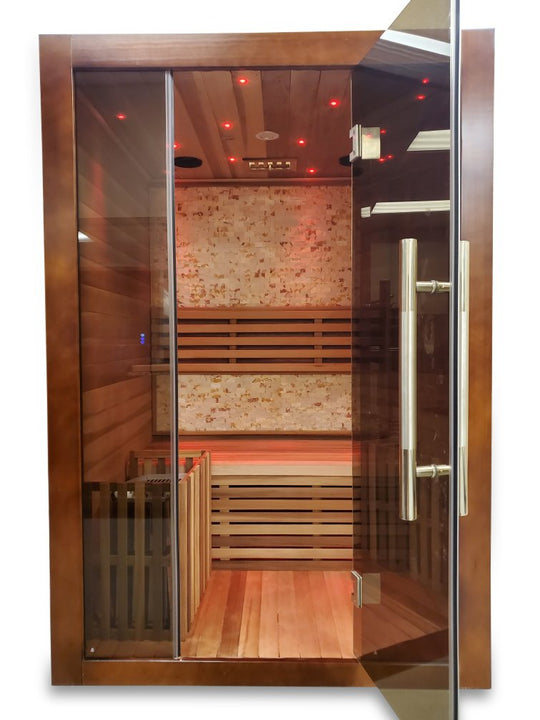 Canadian Red Cedar Wood Indoor Traditional Wet / Dry Swedish Steam Sauna SPA Harvia 6KW Heater Upgrade for 1 - 2 Persons