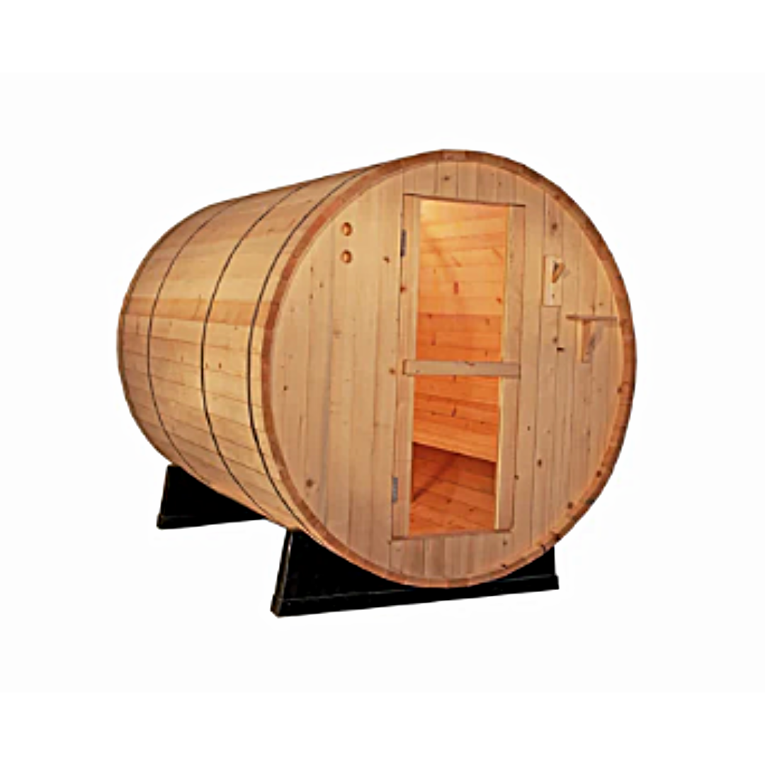 Canadian Pine Wood Burning Barrel 6' Ft Wet Dry Outdoor Sauna Spa - 9KW Heater for 4 Persons