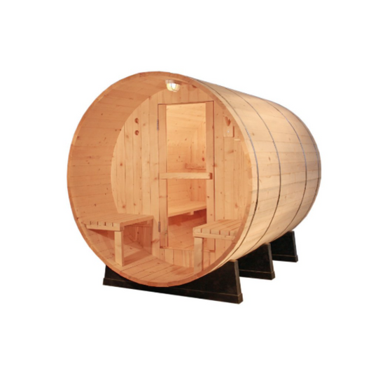 Canadian Pine Wood 6' Barrel Sauna with Porch