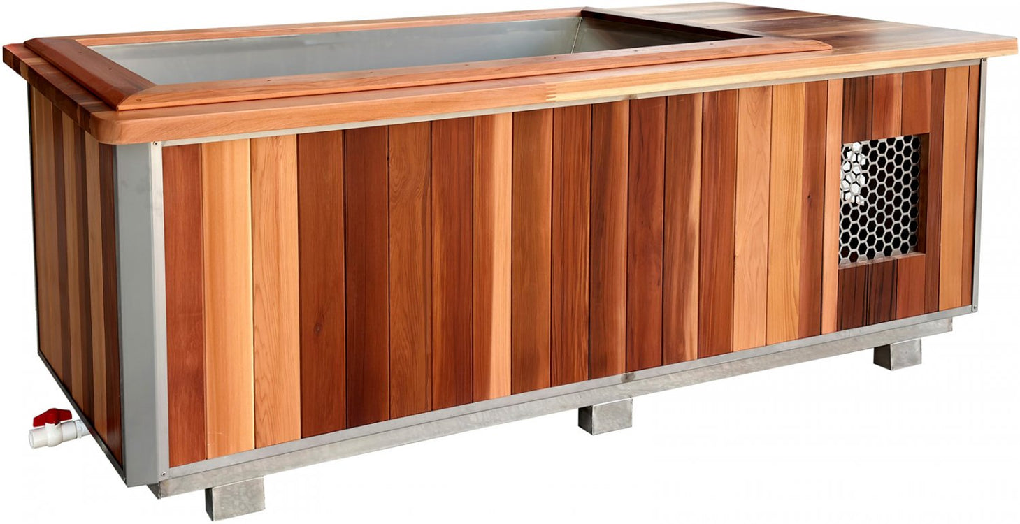 Canadian Red Cedar Wood  Cold Plunge  & Hot Tub – Dual-Use Ice Cold Plunge / Hot Tub Spa Combo