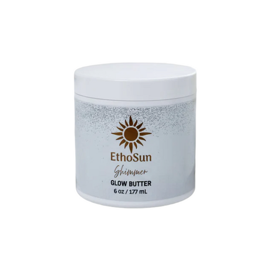 Jar of EthoSun Shimmer Glow Butter on a white background
