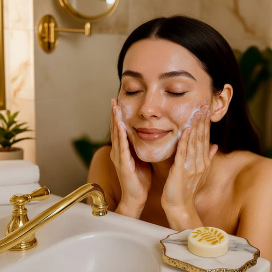A lady using EthoSun Zic Beauty Bar
