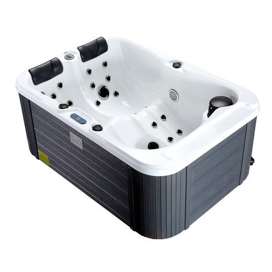Hydrotherapy Jetted Hot Tub Spa for 2 Person with white interior and gray exterior on a white background