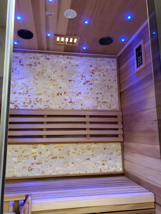 Canadian Red Cedar Wood Indoor Traditional Wet / Dry Swedish Steam Sauna SPA Harvia 6KW Heater Upgrade for 1 - 2 Persons