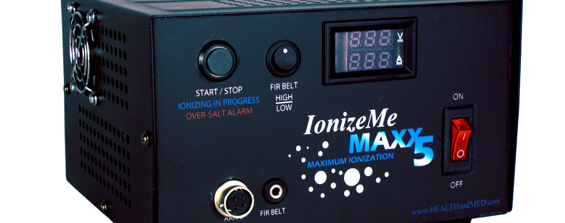 IonizeMe Maxx 5 Ionic Foot Detox Machine from the left front angle side