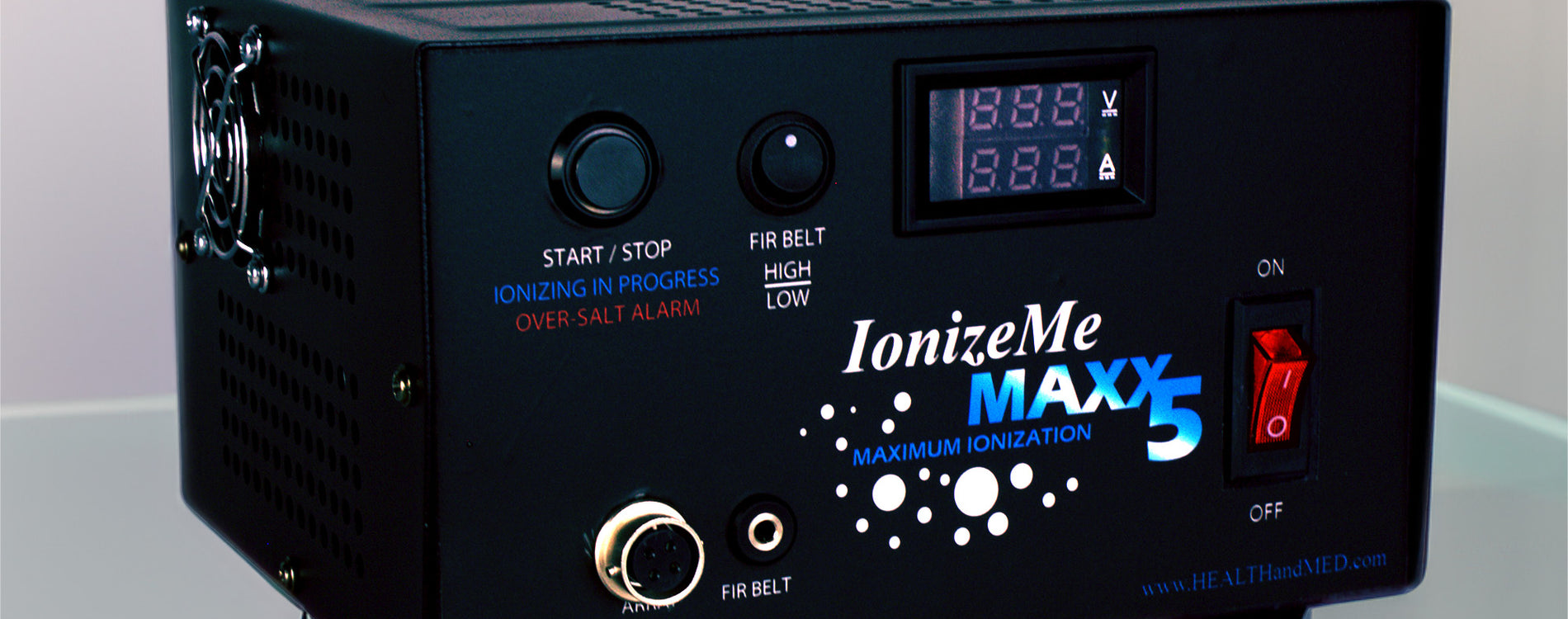 IonizeMe Maxx 5 Machine on a glass table