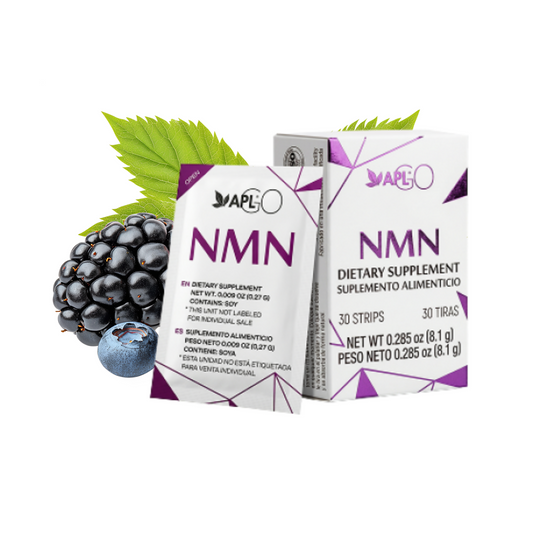 APLGO NMN Dietary Supplement 30 Strips with berry background