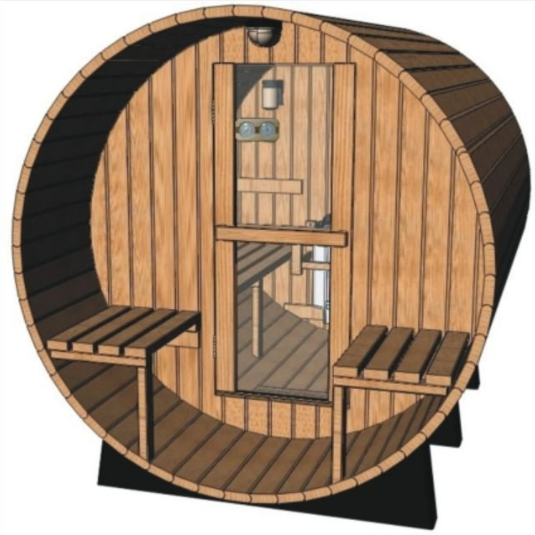 Outdoor barrel sauna
