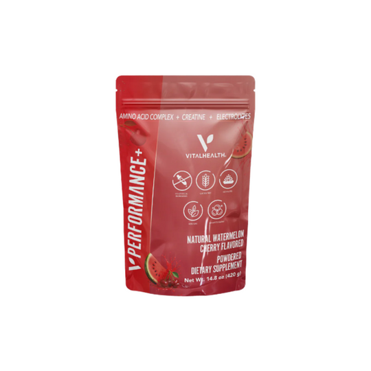 VitalHealth V Performance Plus Natural Watermaelon Cherry Flavored Powdered Dietary Supplement. Net Wt. 14.8 oz (420 g )