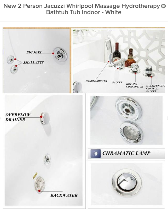 Hydrotherapy Indoor Jacuzzi Whirlpool Massage Bathtub | Indoor Jetted Hot Tub 2-Person