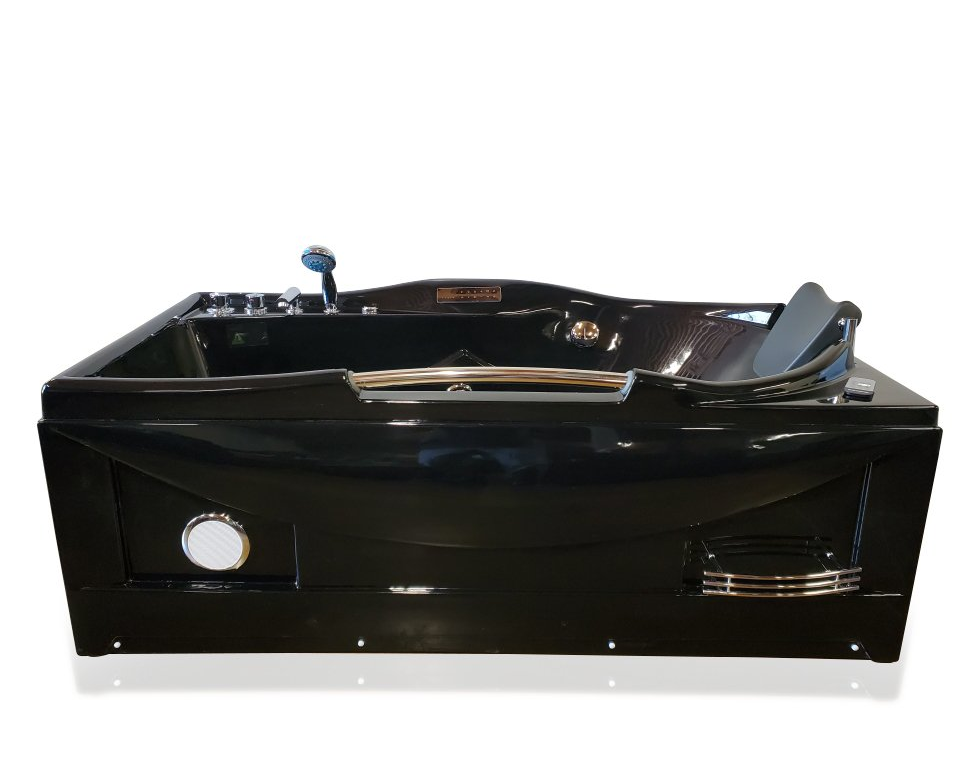 Hydrotherapy Computerized Whirlpool Jetted Bathtub Spa with Bluetooth Control & Heater – Black ( 1 Person )