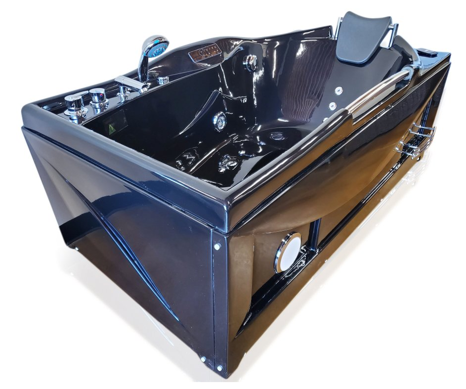 Hydrotherapy Computerized Whirlpool Jetted Bathtub Spa with Bluetooth Control & Heater – Black ( 1 Person )