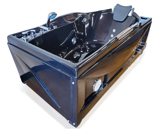 Hydrotherapy Computerized Whirlpool Jetted Bathtub Spa with Bluetooth Control & Heater – Black ( 1 Person )
