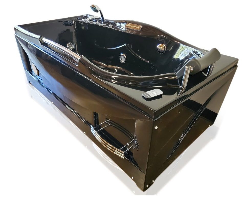 Hydrotherapy Computerized Whirlpool Jetted Bathtub Spa with Bluetooth Control & Heater – Black ( 1 Person )