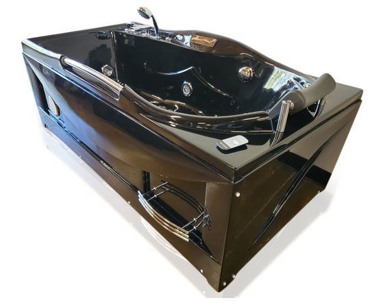 Hydrotherapy Computerized Whirlpool Jetted Bathtub Spa with Bluetooth Control & Heater – Black ( 1 Person )