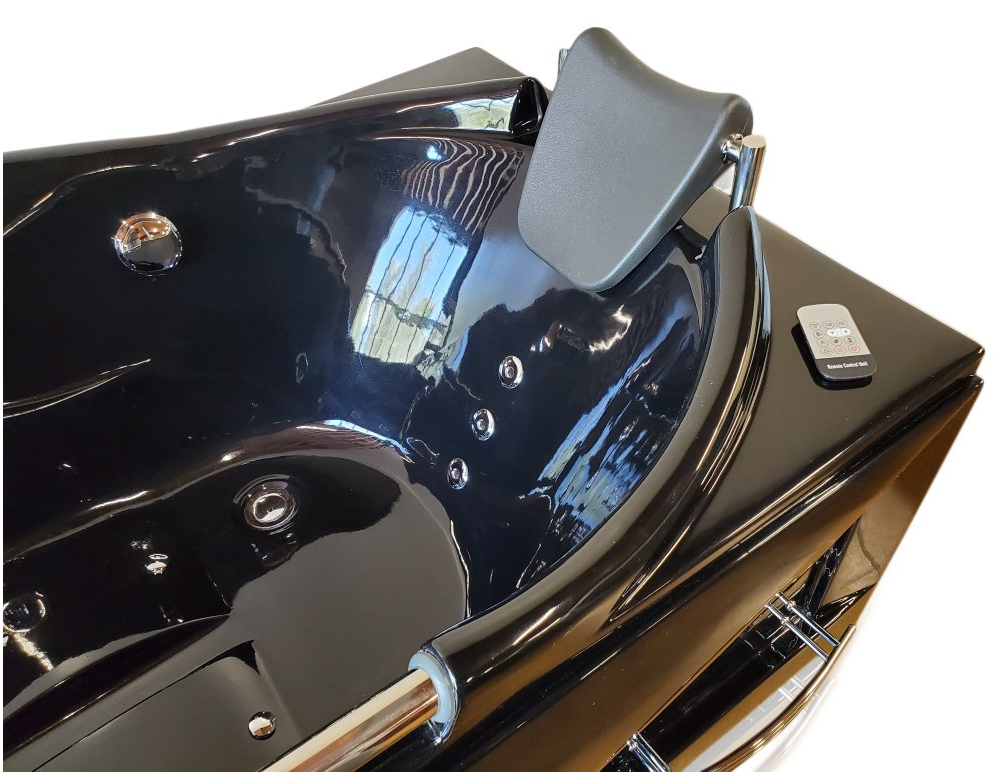 Hydrotherapy Computerized Whirlpool Jetted Bathtub Spa with Bluetooth Control & Heater – Black ( 1 Person )