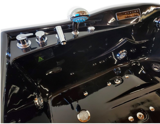 Hydrotherapy Computerized Whirlpool Jetted Bathtub Spa with Bluetooth Control & Heater – Black ( 1 Person )