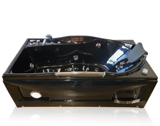 Hydrotherapy Computerized Whirlpool Jetted Bathtub Spa with Bluetooth Control & Heater – Black ( 1 Person )