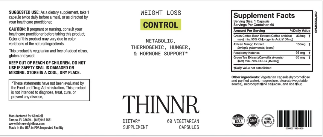 Thinnr Weight Maintenance + Detox Stack | Metabolic Support - 60 Veggie Capsules