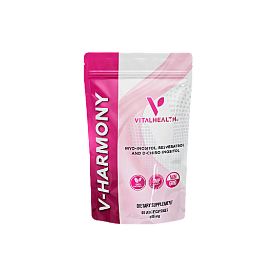 Vital Health V- Harmony Dietary Supplement: Myo-Inositol Resveratrol and D-Chiro Inositol -60 Veggie Capsules 