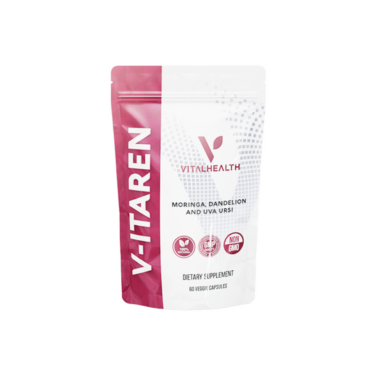 VITALHEALTH Itaren Dieatary Supplement 60 Veggie Capsules Moringa, Dandelion and Uva Ursi 100% Natural and Organic, non-GMO, GMP-Good Manufacturing Practice Certified