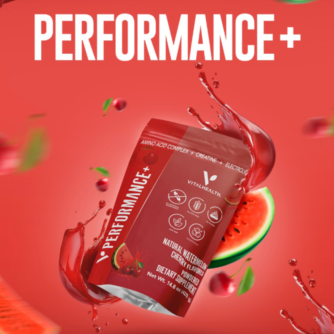 VitalHealth Performance Plus Amino Acid Cmplex + Creatine + Electrolytes, Natural Watermelon Cherry Flavored Powdered Dietary Supplement 420g (14.8 ) OZ