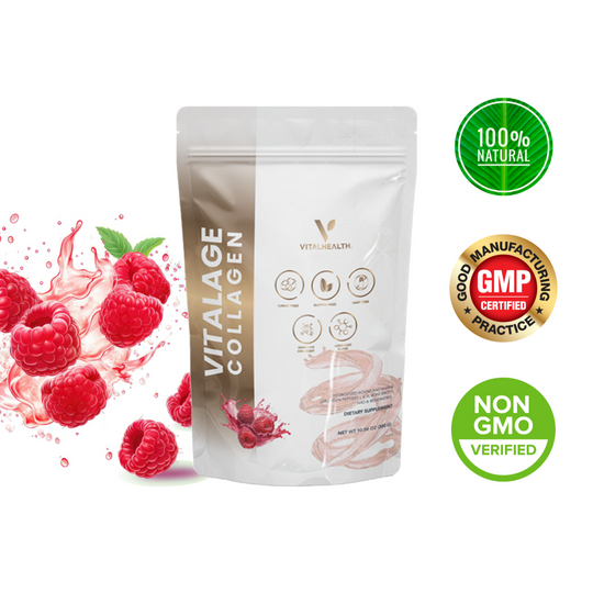 VITALHEALTH Vitalage Collagen 100% Natural Organic GMP Certified NON GMO Verified Gluten Free Vegan  Dietary Supplement 300 g