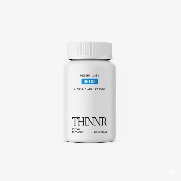 Bottle of THINNR Detox for Liver & Kidney Support Weight Loss 120 Capsules Dietary Supplement