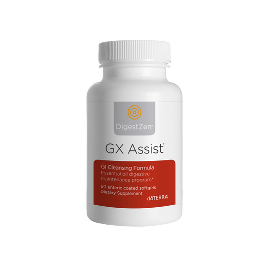 DigestZen doTERRA GX Assist GI Cleansing formula. 60 oftgels with white background