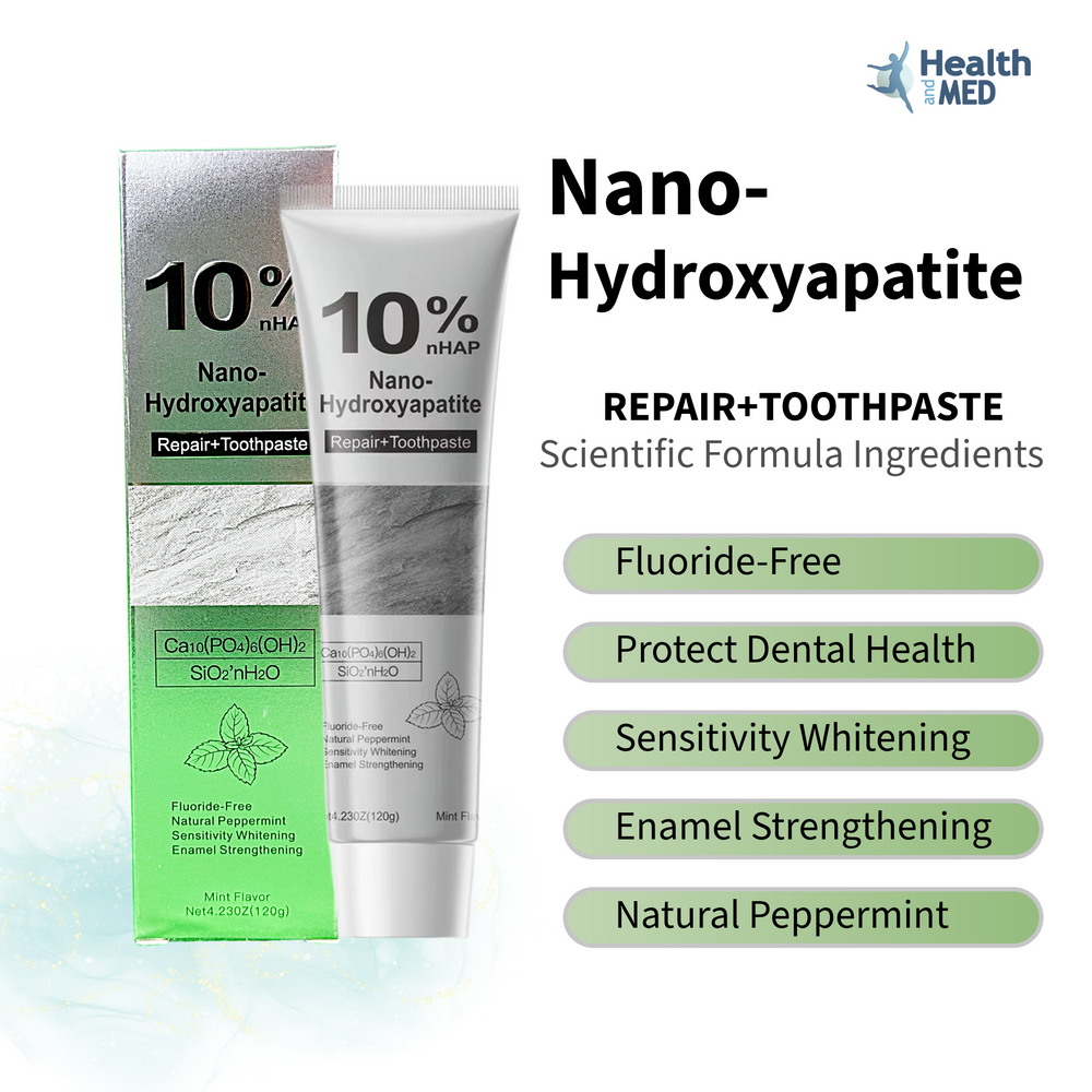 10% nHAP Nano-Hydroxyapatite Toothpaste, with Scientific Formula Ingredients: Fluoride-Free, Repair and Protect Dental Health, Sensitivity Whitening, Enamel Strengthening Natural peppermint.